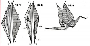 Журавлик, оригами, схема